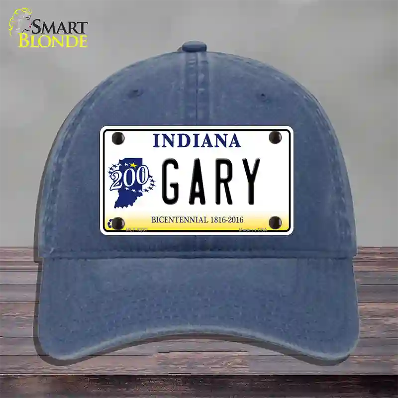 Gary Indiana Novelty License Plate Hat Unconstructed Cotton / Navy