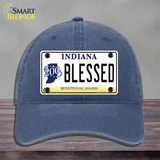 Blessed Indiana Novelty License Plate Hat Unconstructed Cotton / Navy