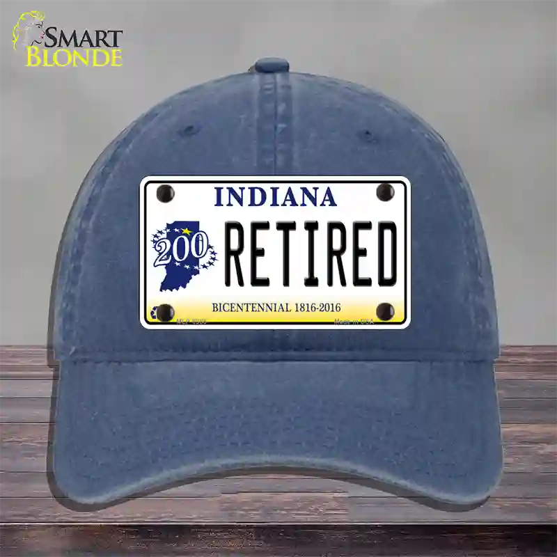 Retired Indiana Novelty License Plate Hat Unconstructed Cotton / Navy