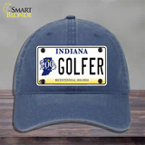 Golfer Indiana Novelty License Plate Hat Unconstructed Cotton / Navy