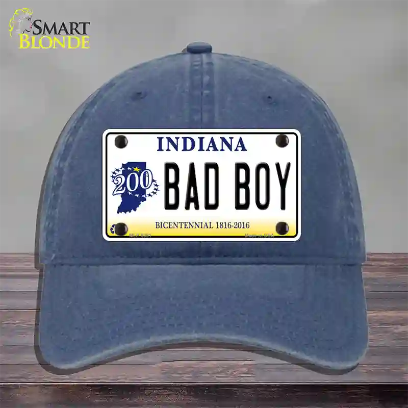 Bad Boy Indiana Novelty License Plate Hat Unconstructed Cotton / Navy