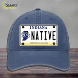 Native Indiana Novelty License Plate Hat Unconstructed Cotton / Navy