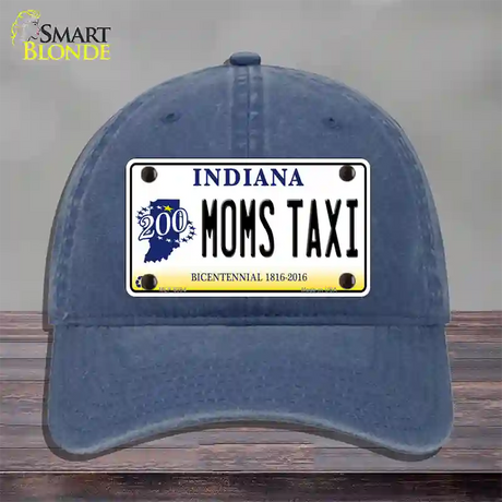 Moms Taxi Indiana Novelty License Plate Hat Unconstructed Cotton / Navy