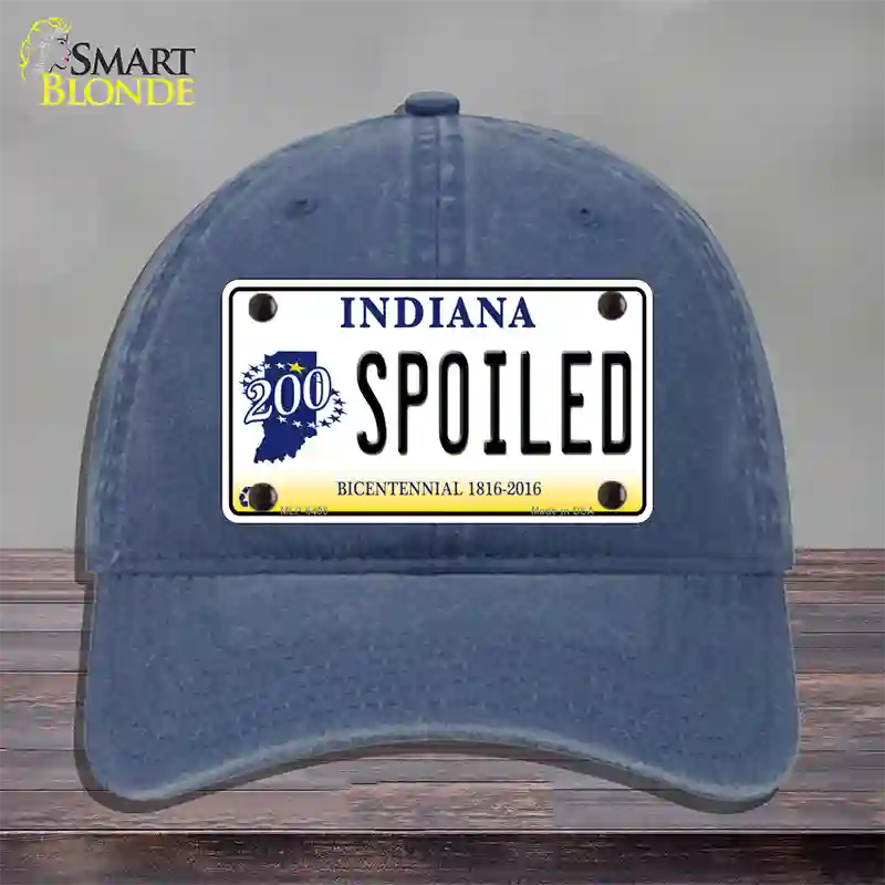 Spoiled Indiana Novelty License Plate Hat Unconstructed Cotton / Navy