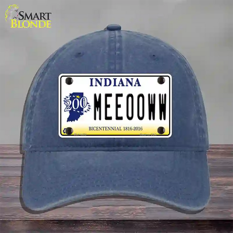 Meeooww Indiana Novelty License Plate Hat Unconstructed Cotton / Navy