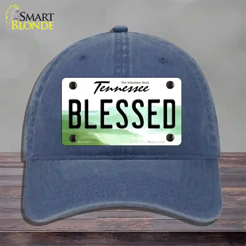 Blessed Tennessee Novelty License Plate Hat Unconstructed Cotton / Navy