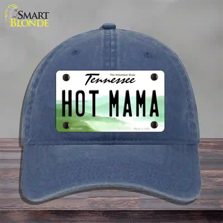 Hot Mama Tennessee Novelty License Plate Hat Unconstructed Cotton / Navy