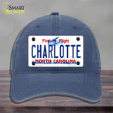 Charlotte North Carolina Novelty License Plate Hat Unconstructed Cotton / Navy