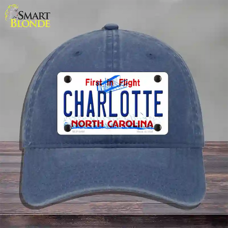 Charlotte North Carolina Novelty License Plate Hat Unconstructed Cotton / Navy