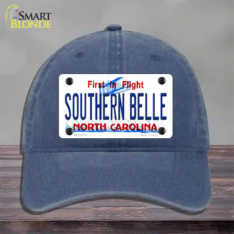 Southern Belle North Carolina Novelty License Plate Hat Unconstructed Cotton / Navy