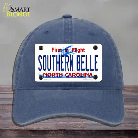 Southern Belle North Carolina Novelty License Plate Hat Unconstructed Cotton / Navy