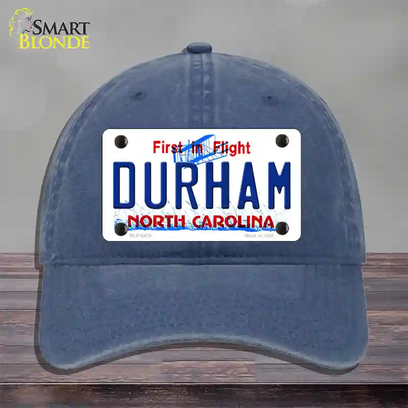 Durham North Carolina Novelty License Plate Hat Unconstructed Cotton / Navy