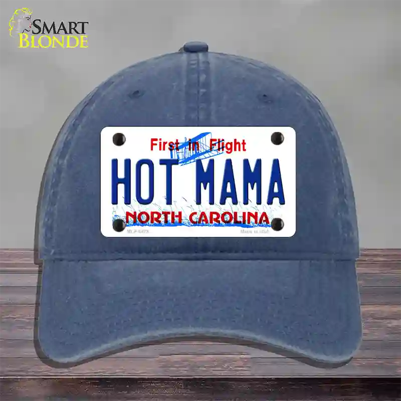 Hot Mama North Carolina Novelty License Plate Hat Unconstructed Cotton / Navy