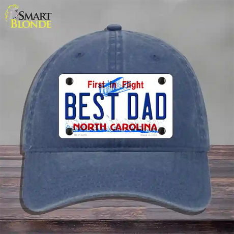 Best Dad North Carolina Novelty License Plate Hat Unconstructed Cotton / Navy