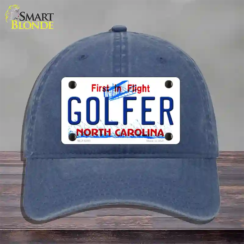 Golfer North Carolina Novelty License Plate Hat Unconstructed Cotton / Navy