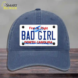 Bad Girl North Carolina Novelty License Plate Hat Unconstructed Cotton / Navy