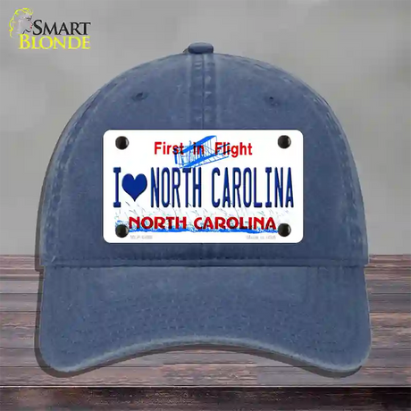 I Love North Carolina Novelty License Plate Hat Unconstructed Cotton / Navy