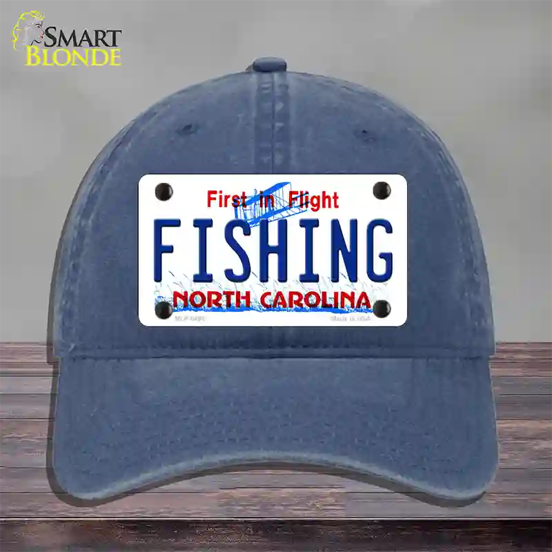 Fishing North Carolina Novelty License Plate Hat Unconstructed Cotton / Navy