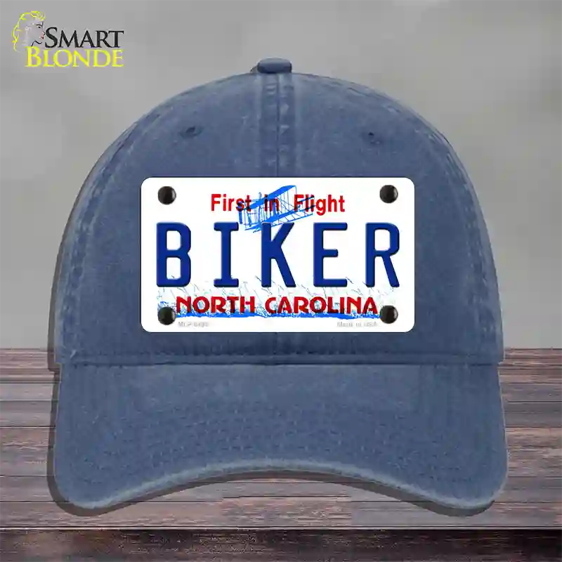 Biker North Carolina Novelty License Plate Hat Unconstructed Cotton / Navy