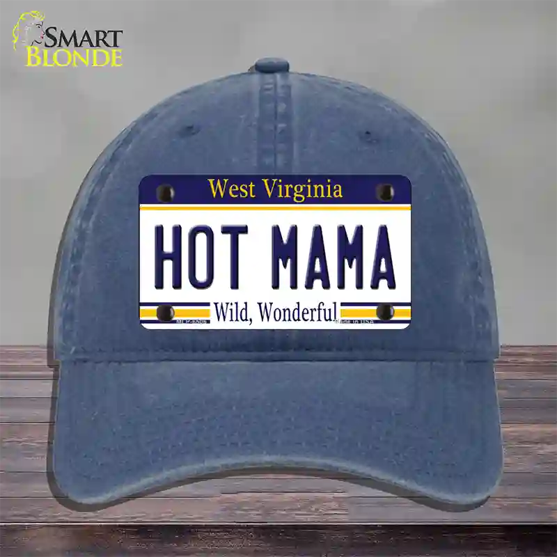 Hot Mama West Virginia Novelty License Plate Hat Unconstructed Cotton / Navy