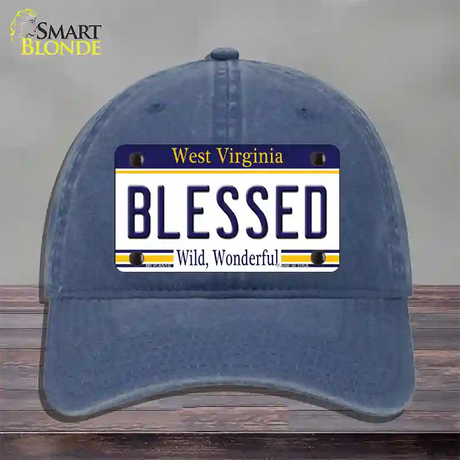 Blessed West Virginia Novelty License Plate Hat Unconstructed Cotton / Navy