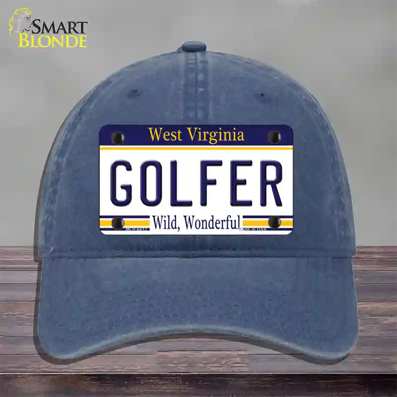 Golfer West Virginia Novelty License Plate Hat Unconstructed Cotton / Navy