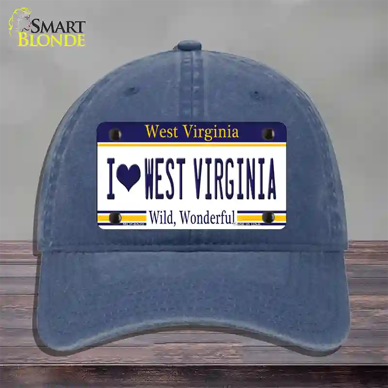 I Love West Virginia Novelty License Plate Hat Unconstructed Cotton / Navy