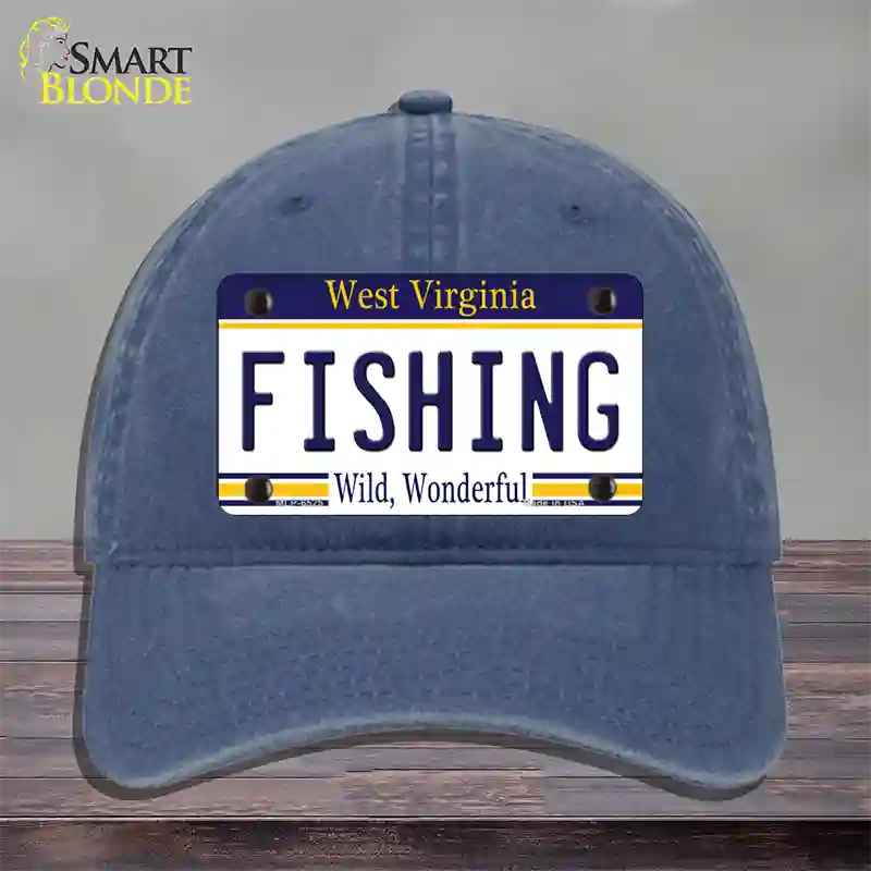 Fishing West Virginia Novelty License Plate Hat Unconstructed Cotton / Navy