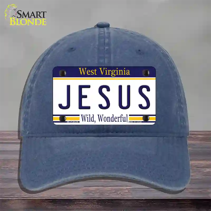 Jesus West Virginia Novelty License Plate Hat Unconstructed Cotton / Navy