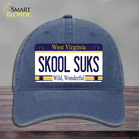 Skool Suks West Virginia Novelty License Plate Hat Unconstructed Cotton / Navy