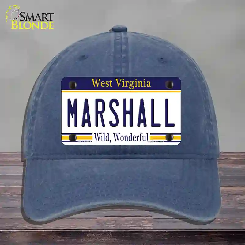 Marshall West Virginia Novelty License Plate Hat Unconstructed Cotton / Navy