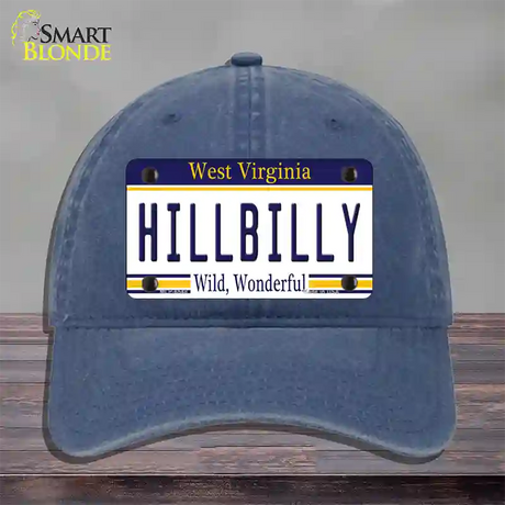 Hillbilly West Virginia Novelty License Plate Hat Unconstructed Cotton / Navy