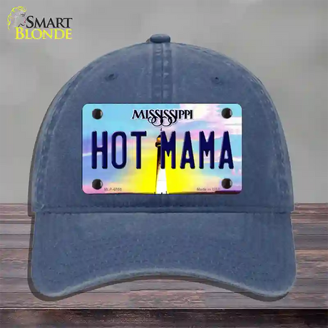 Hot Mama Mississippi Novelty License Plate Hat Unconstructed Cotton / Navy