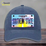 Southern State Mississippi Novelty License Plate Hat Unconstructed Cotton / Navy