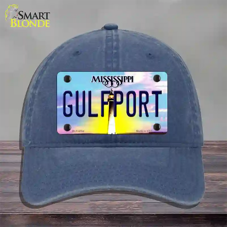 Gulfport Mississippi Novelty License Plate Hat Unconstructed Cotton / Navy