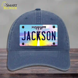 Jackson Mississippi Novelty License Plate Hat Unconstructed Cotton / Navy