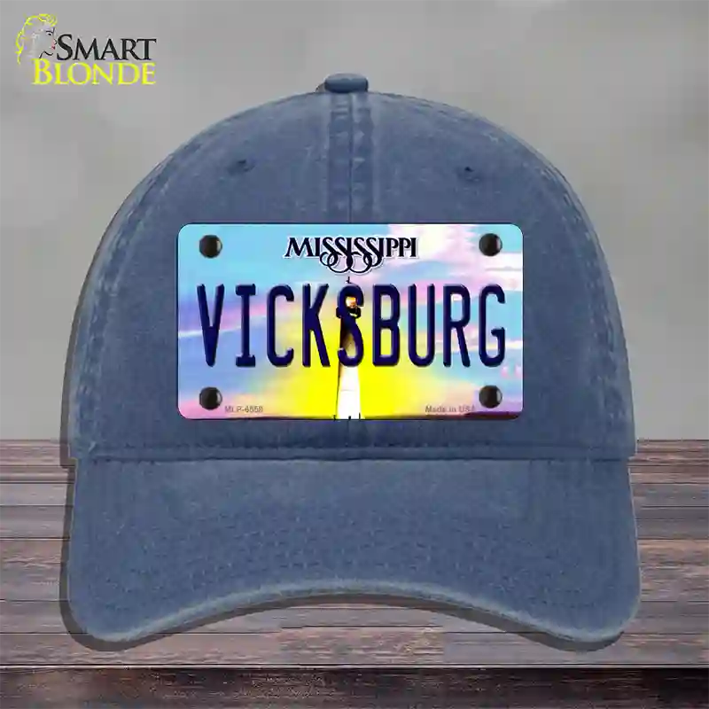 Vicksburg Mississippi Novelty License Plate Hat Unconstructed Cotton / Navy