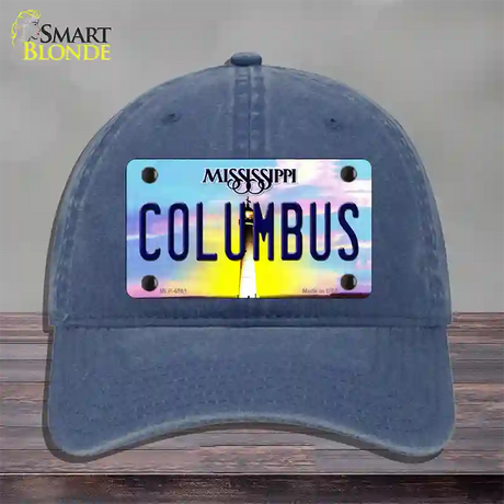 Columbus Mississippi Novelty License Plate Hat Unconstructed Cotton / Navy