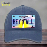 Hey YAll Mississippi Novelty License Plate Hat Unconstructed Cotton / Navy