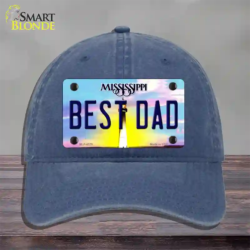 Best Dad Mississippi Novelty License Plate Hat Unconstructed Cotton / Navy