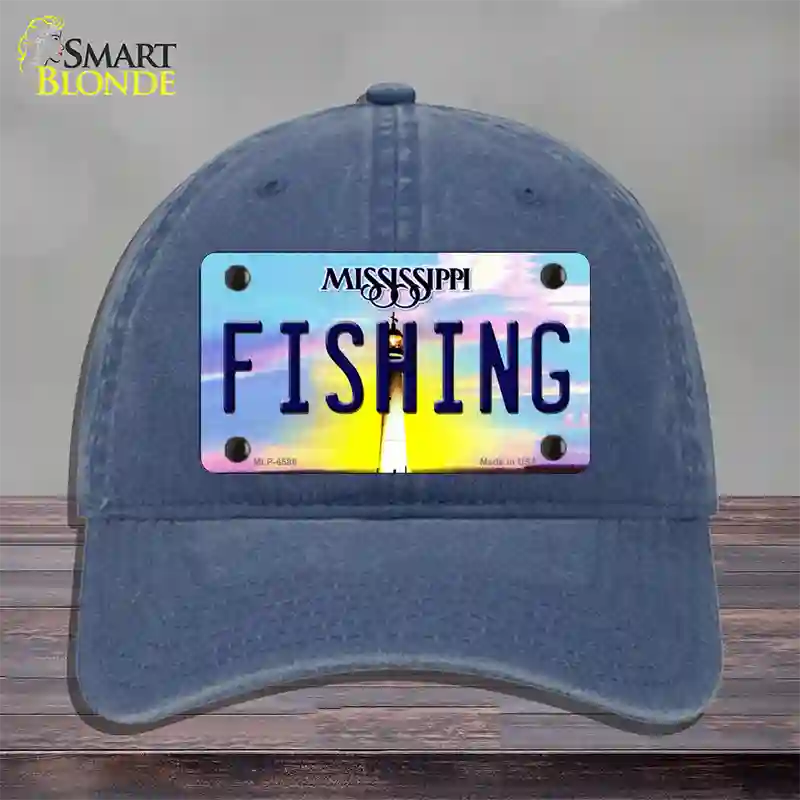 Fishing Mississippi Novelty License Plate Hat Unconstructed Cotton / Navy