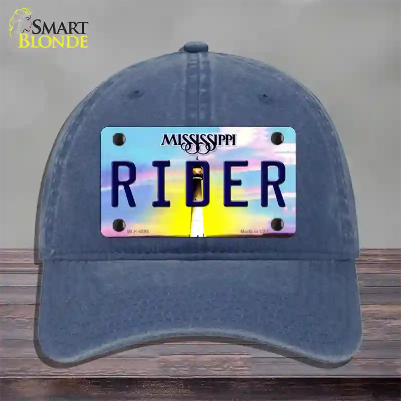 Rider Mississippi Novelty License Plate Hat Unconstructed Cotton / Navy