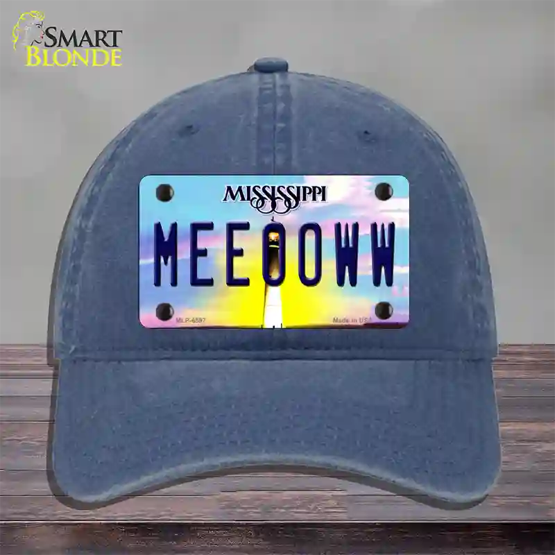 Meeooww Mississippi Novelty License Plate Hat Unconstructed Cotton / Navy