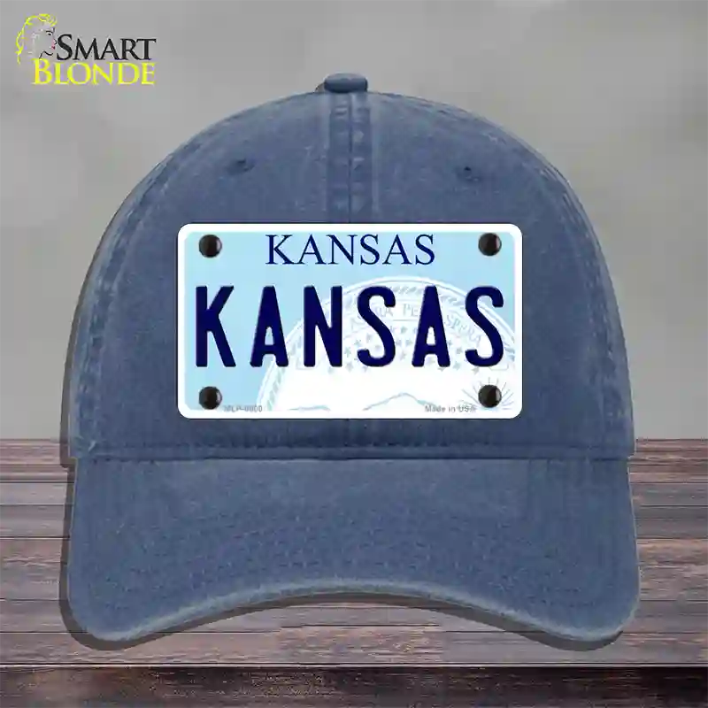 Kansas Novelty License Plate Hat Unconstructed Cotton / Navy