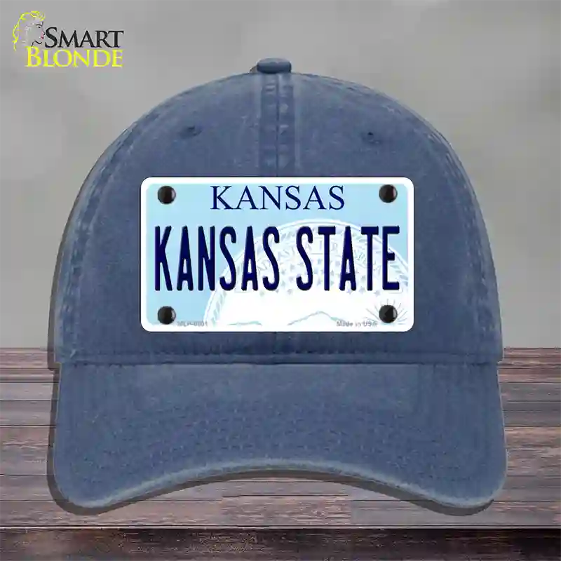 Kansas State Novelty License Plate Hat Unconstructed Cotton / Navy