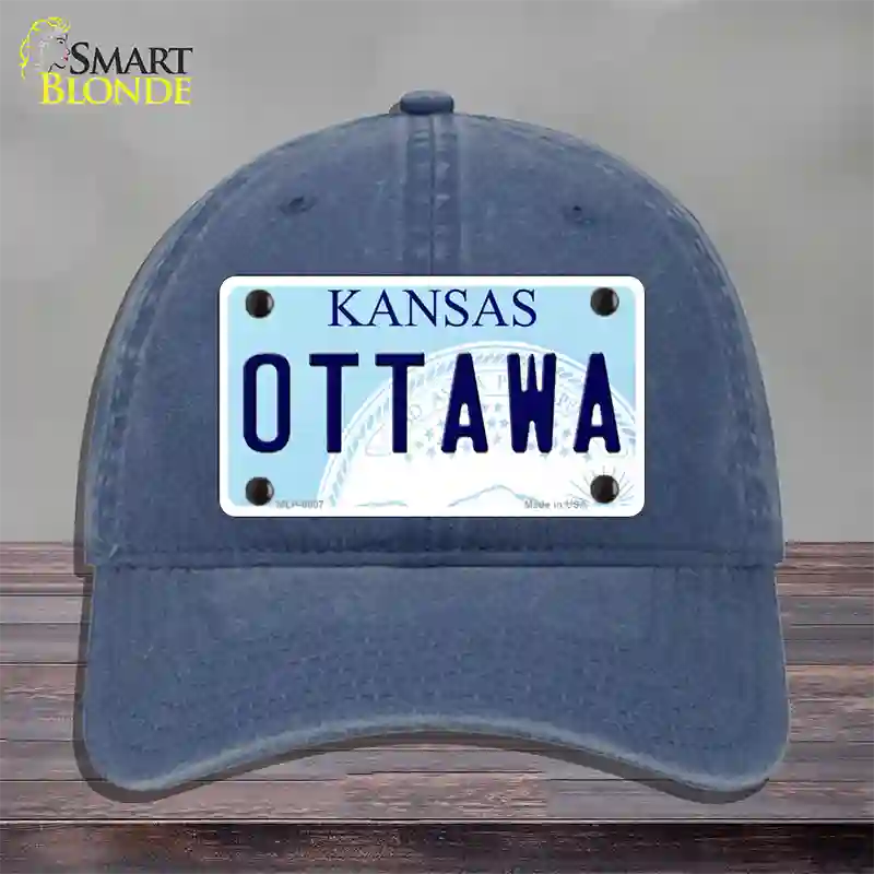 Ottawa Kansas Novelty License Plate Hat Unconstructed Cotton / Navy