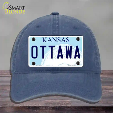 Ottawa Kansas Novelty License Plate Hat Unconstructed Cotton / Navy