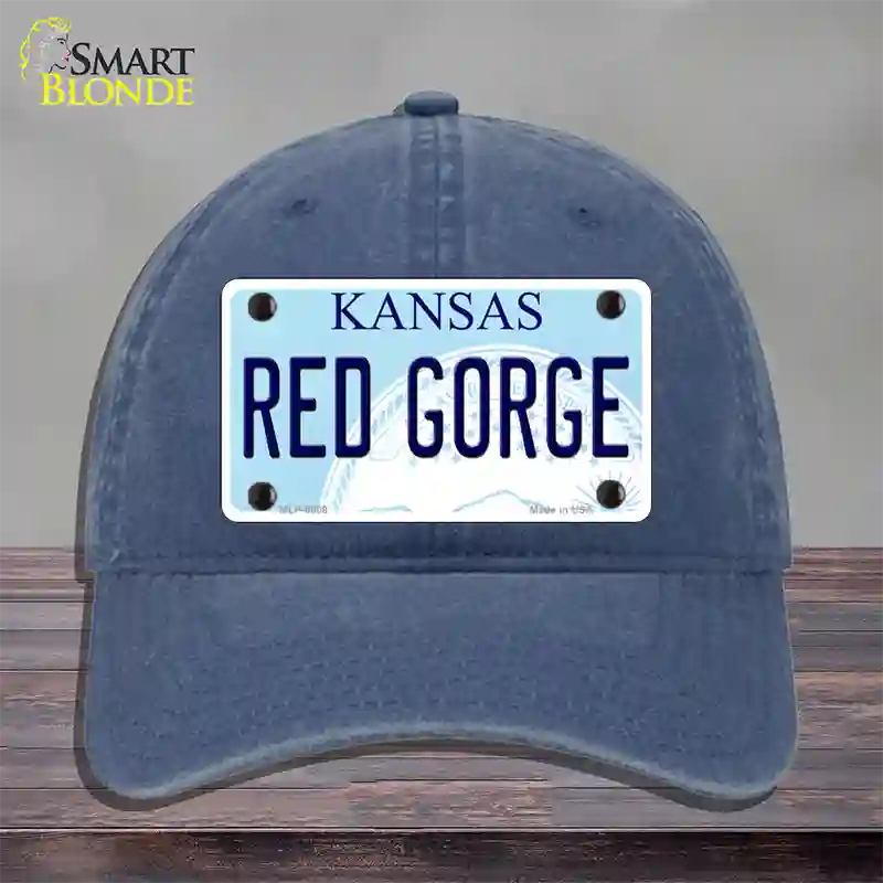 Red Gorge Kansas Novelty License Plate Hat Unconstructed Cotton / Navy