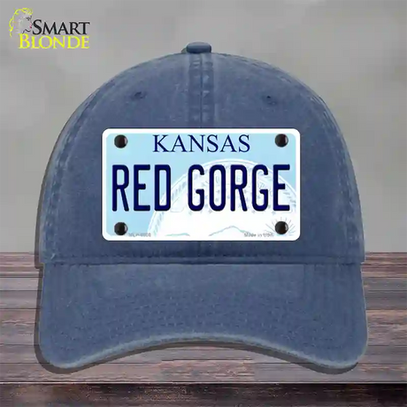 Red Gorge Kansas Novelty License Plate Hat Unconstructed Cotton / Navy