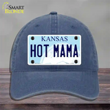 Hot Mama Kansas Novelty License Plate Hat Unconstructed Cotton / Navy